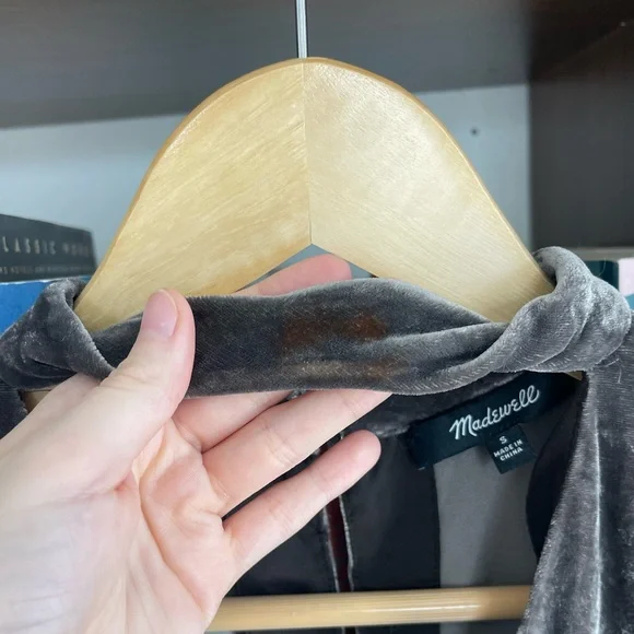 Madewell Silk Blend Velvet Choker Mock Neck Top Lavender Taupe Size Small - Picture 9 of 9